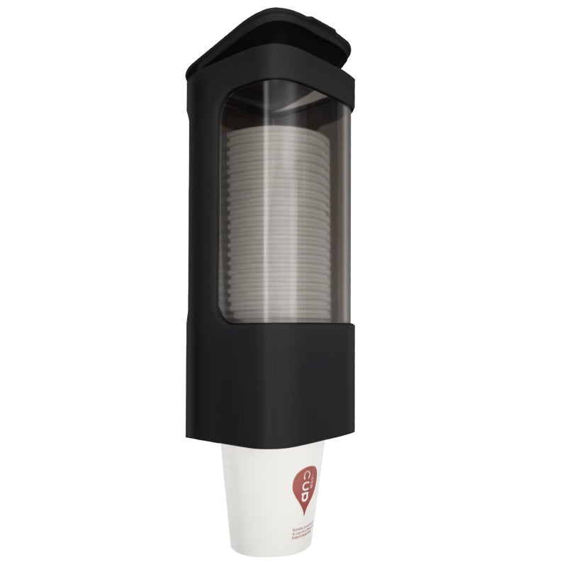 EOFJRUC Wall Mount Paper Cup Dispenser, Pull Type Cup Holder Fit 3oz - 5oz Disposable Small Cups, Bathroom Cup Dispenser for Home Hospital Office Gym (Black) - Image 1